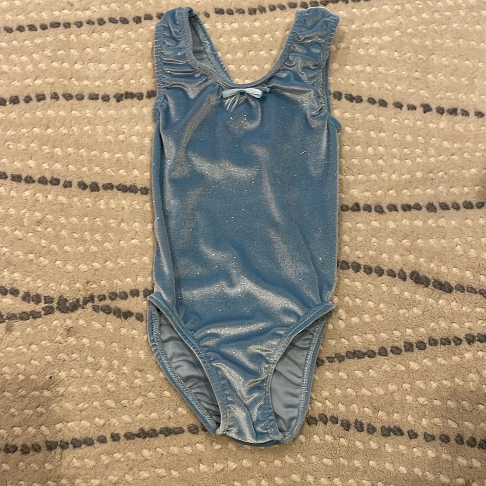 Limited Editions Light Blue Velvet Sparkle Leotard, Size M